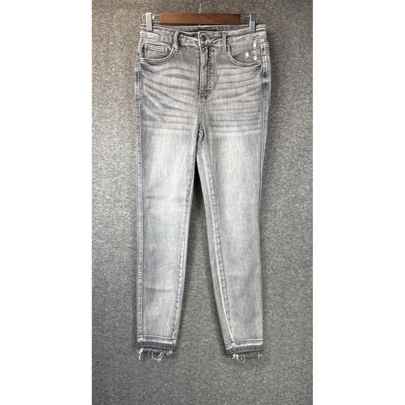 Judy Blue Denim - Judy Blue Skinny Jeans Size 7/28 Gray Preppy Party Distressed Raw Hem JB88792